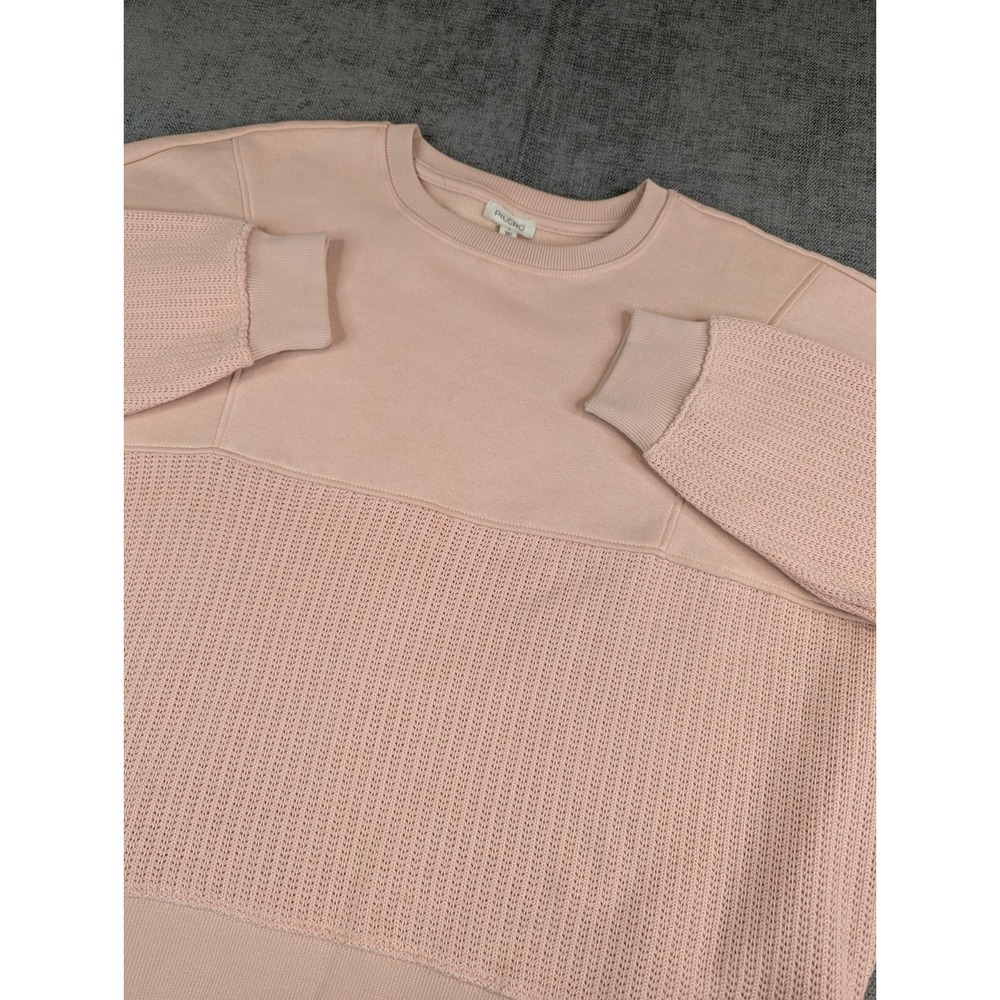 Pilcro by Anthropologie Sweater Women S Pink Mixed Rib Baggy Sweatshirt Pullover